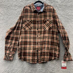 NWT Coleman Flannel Shirt Brown Mens 2XL  Plaid Cotton Button Up Long Sleeve